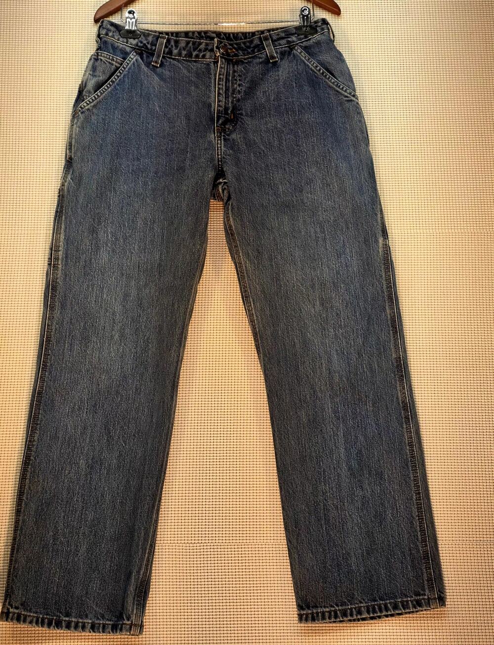 Vintage Carhartt Women's 12x30 Carpenter Jeans Blue Denim Utility Pants Baggy‎